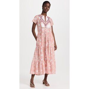 NWT Marea by Liz Joy Olympia Kaftan in Sorbet Blockprint Cotton Maxi Dress S